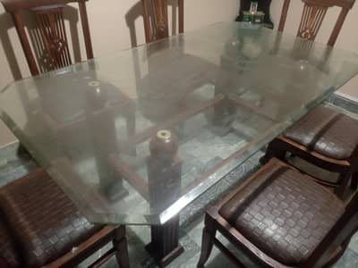 6 seater wooden dining table with chairs for sale