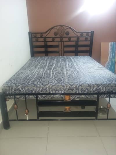 Iron bed with mattress