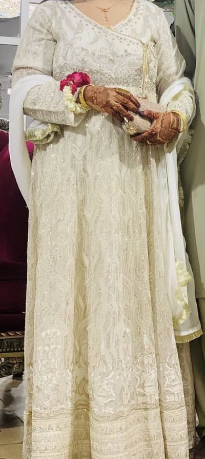 White chiffon anraka style frock