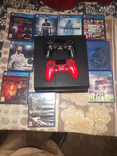 PS4 fat 500 gb non jailbreak with 9 CDs