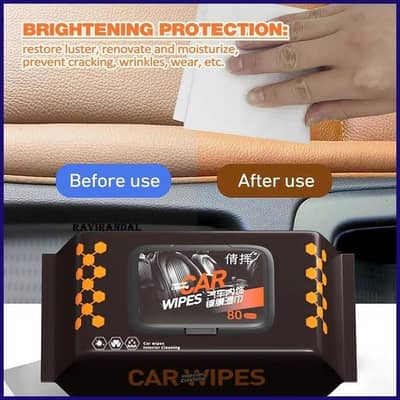 Premium Car Interior Wipes (80 Pcs) - Best for Dashboard & Seats! 