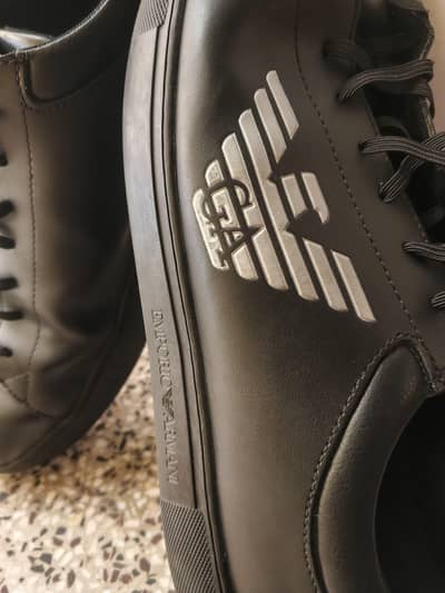 Armani Men's X3X263 Black Leather Sneakers | Size [US:13,UK12,EUR46]