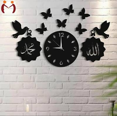 3D Islamic wooden wall clock with home delivery with cash on delivery