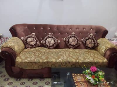 7 seater sofa set with glass table