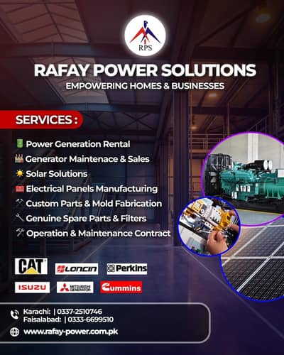 GENERATOR AVAILABLE FOR RENT SALE AND MAINTENANCE CONTRACT