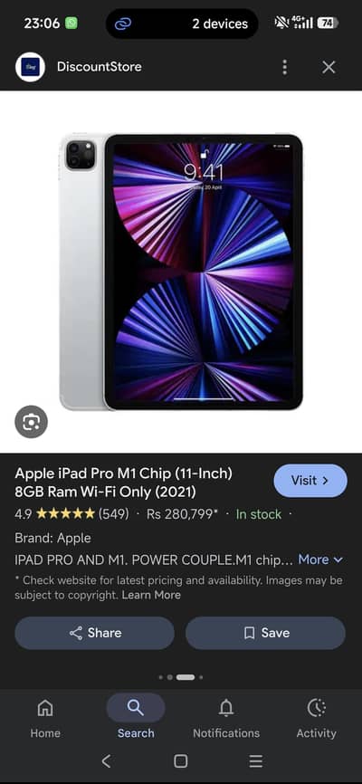 ipad pro 11 inch m1 chip with box 128gb no open no repair all ok