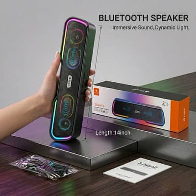 KBroad Portable Wireless Bluetooth Speaker with RGB Lights | USB/TF/FM