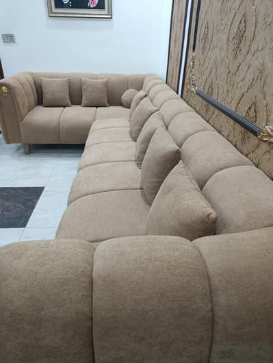 L shape Sofa 7 Seater boucle fabric