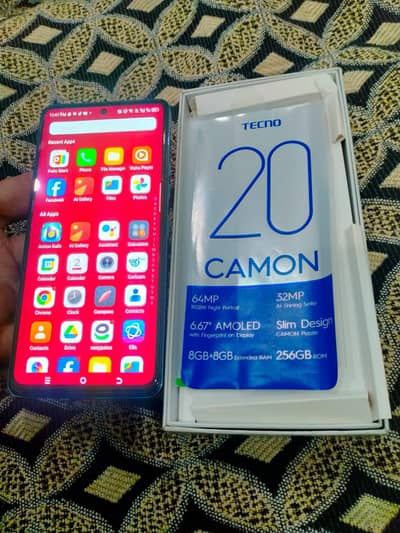 tecno coman 20 16 /256 GB wath box