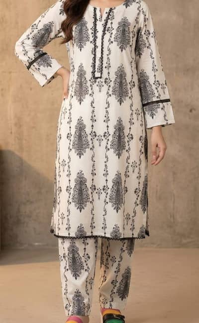 2 piece lawn stiched suit