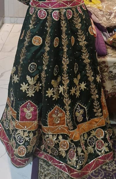 New Bridal Gotta Work Lehnga Choli (Dark green)