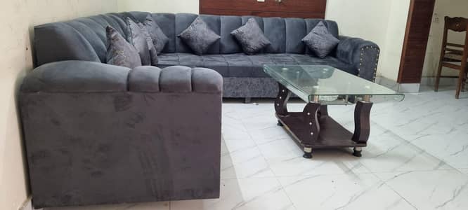 SOFA L SHAPE 7 SEATER USED CONDITION WITH TABLE 03261271600