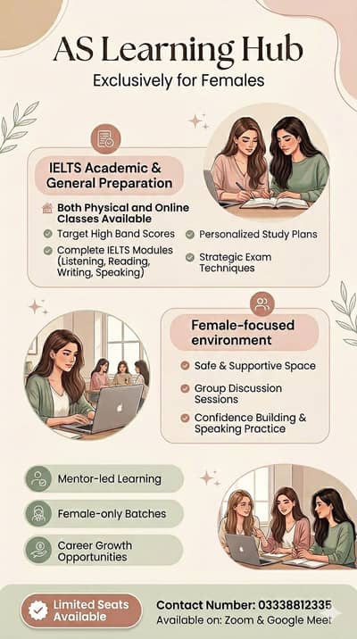IELTS Classes for Females | High Band Score | Physical and Online