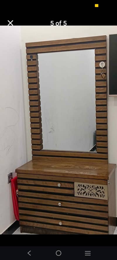 bed with dressing table and side tables with lock