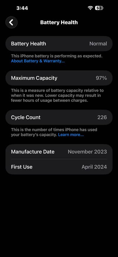 iPhone 15 plus ice blue  colour 128 gb jv 97 health jv