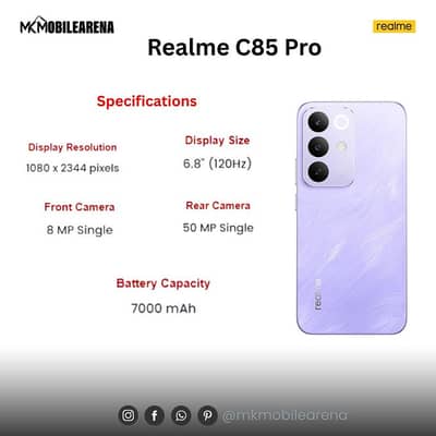 Realme c85 pro 8GB/256GB PTA Approved Mobile for Sale