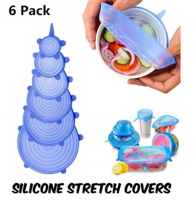 : 6-Piece Silicone Food Covers Multicolor Leakproof