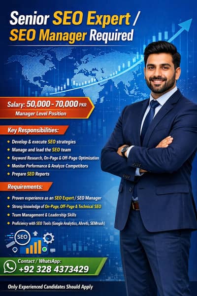 SEO Expert / SEO Manager Required | Jobs | SEO Jobs | Urgent Hiring