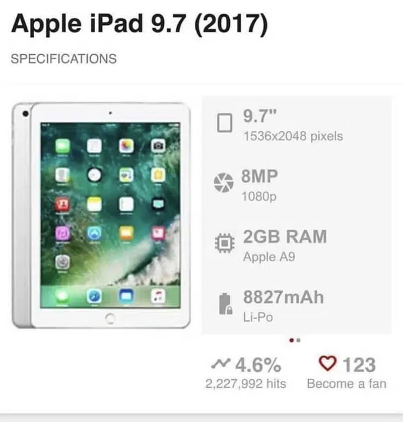 iPad 5th generation 2017, 32GB 4