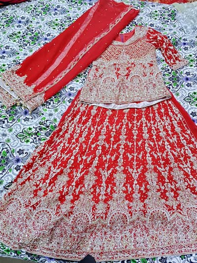 Bridal Lehenga for sale-Red Heavy Work