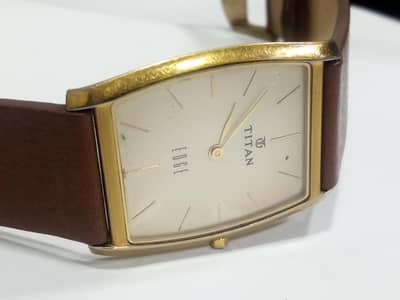 Titan Edge Slim watch for men leather strap Tank shaped watch