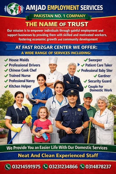 House maid | Cook| Baby Sitter| Chef |Helper | Couple | Driver | nurs