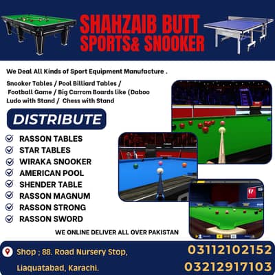 Snooker Table / Pool /Snooker Club Table /Football Game/Foosball/Pati