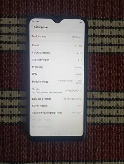 OPPO A5S (PTA Approved),  4 GB Ram , 64 GB Memory,
