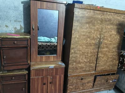 Complete Bedroom Furniture + Wooden Almari for Sale | Urgent