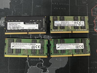 Laptop RAM Samsung Micron 16GB 3200 MHz SODIMM SK Hynix ADATA TEAM