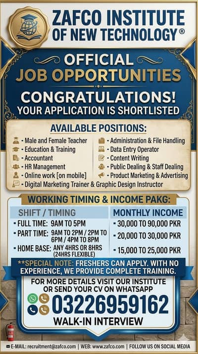 urgent hiring female male