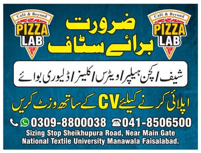 Supervisor Waitress Chef Kitchen Helper Rider Claener