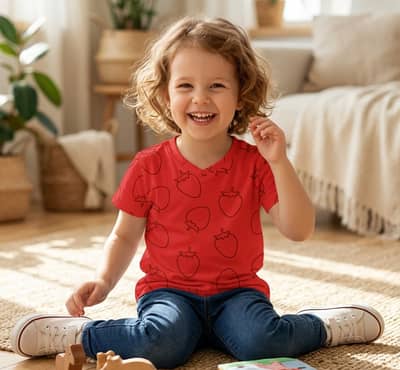 Red Cotton Strawberry t-shirt