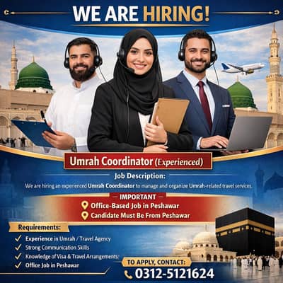 Umrah Coordinator (Experienced) || Travel & Umrah Consultant Jobs