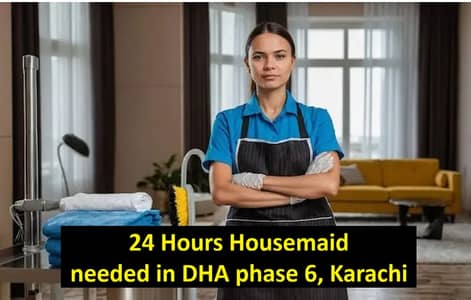 24 / 7 Full time House maid needed in DHA phase 6 Karachi