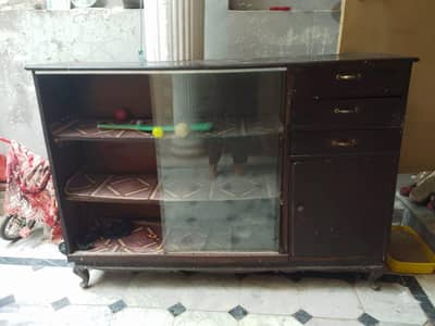 Solid Wood Triple Shelf Showcase