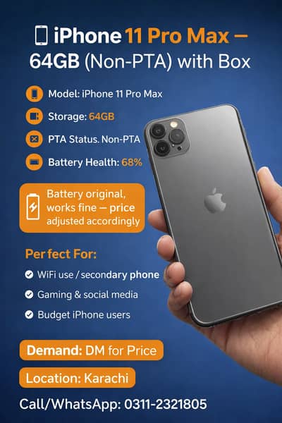Apple iPhone 11 Pro Max 64GB Non-PTA | Neat Condition | With Box