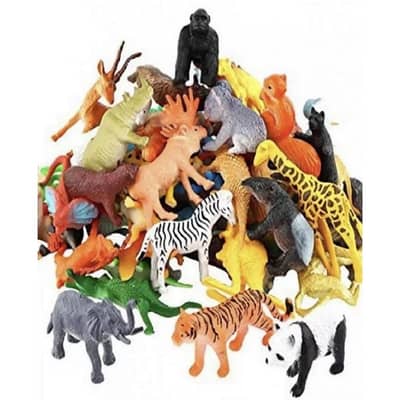 Wild Animal Jungle Toys Pack Set of 6 Plastic for Kids