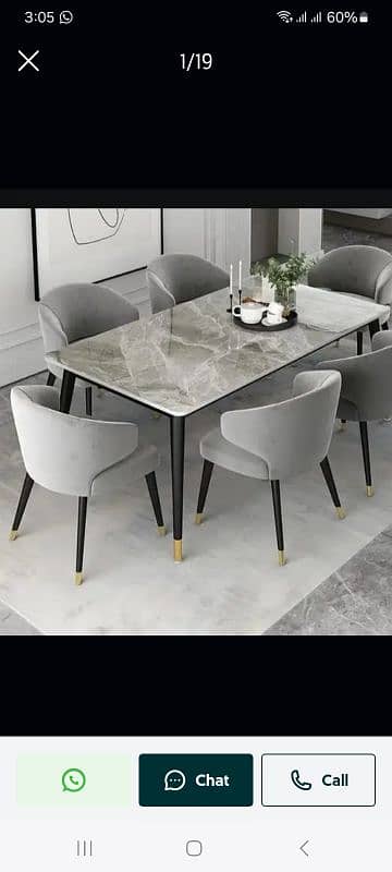 6 seater dining table/UV top table/metal steel chair/luxury dining set
