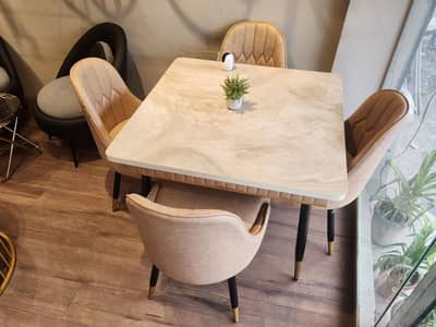 6 seater dining table/UV top table/metal steel chair/luxury dining set