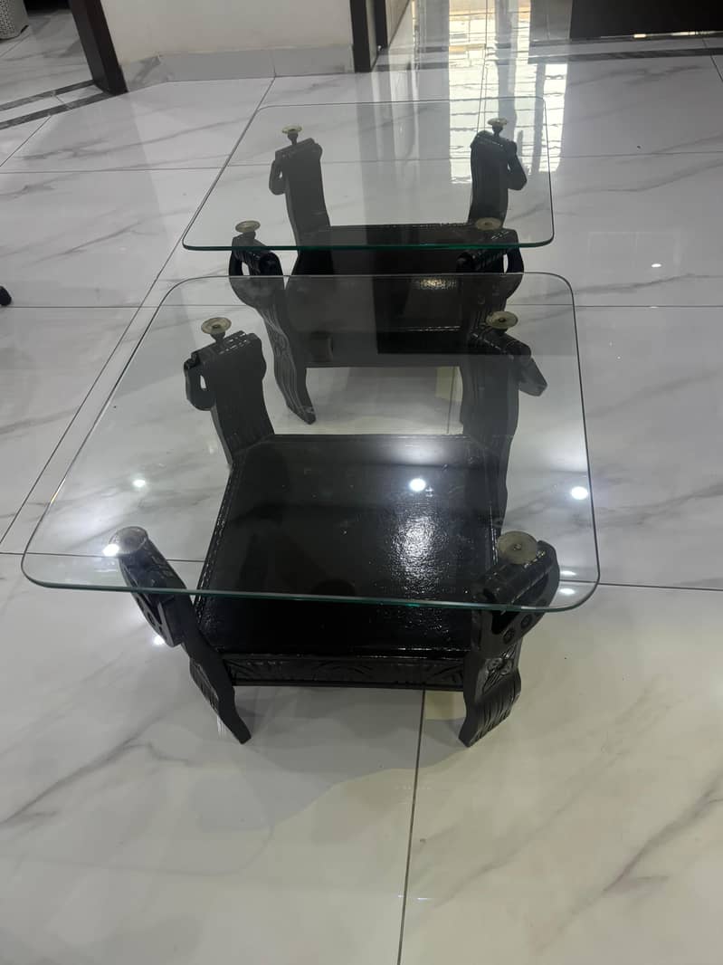 three centre table set one large two small 1