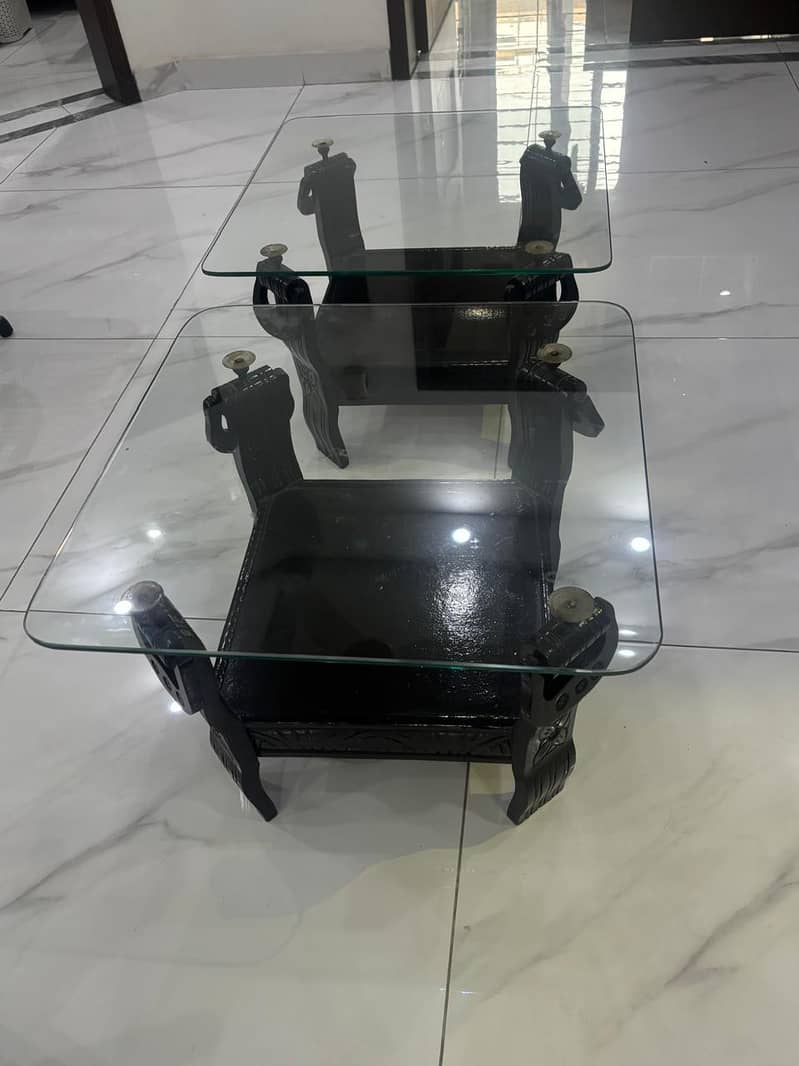 three centre table set one large two small 5