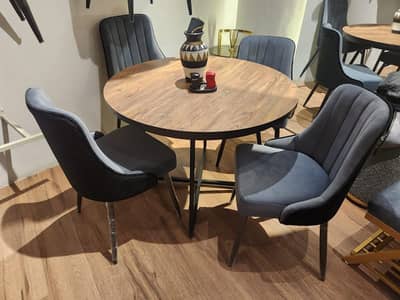 6 seater dining table/UV top table/metal steel chair/luxury dining set