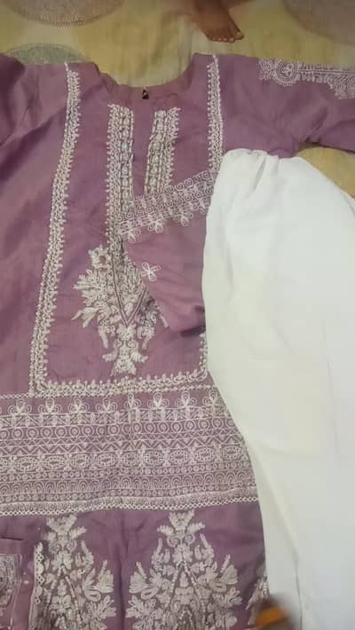 trouser and  embroidery kameez with dupatta