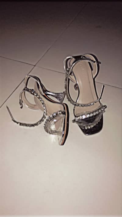 Elegant Clear Rhinestone Strap High Heel Sandals
