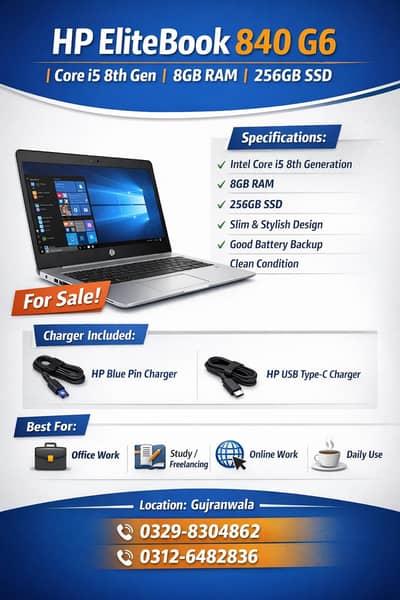  HP EliteBook 840 G6, I5 8th – Reliable & Durable Work Laptop!