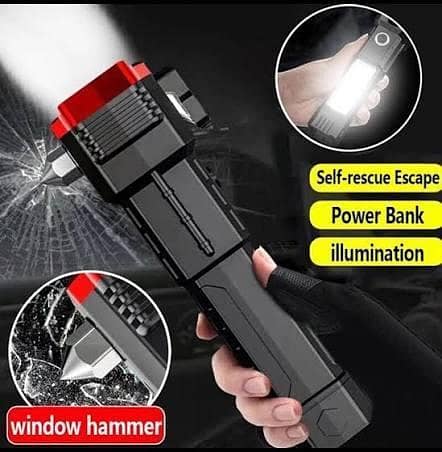 Hammer Torch Window Breaker Hammer with Power Bank - Car Emergency Escape Tool