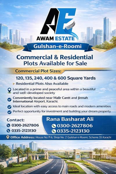 Shop for sale Gulishan E Roomi commercial market lease NOC available