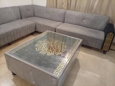 L SHAPED SOFA SET WITH CENTER TABLE