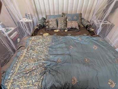 Premium Bridal Bedsheet Set with Matching Cushions & Bolsters